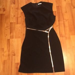 Halston Heritage New Black/Gold Dress Size Six